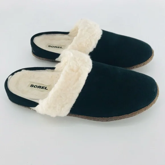 Sorel Women's Nakiska Suede Slide Slippers in Black Size 12 - Picture 2 of 6